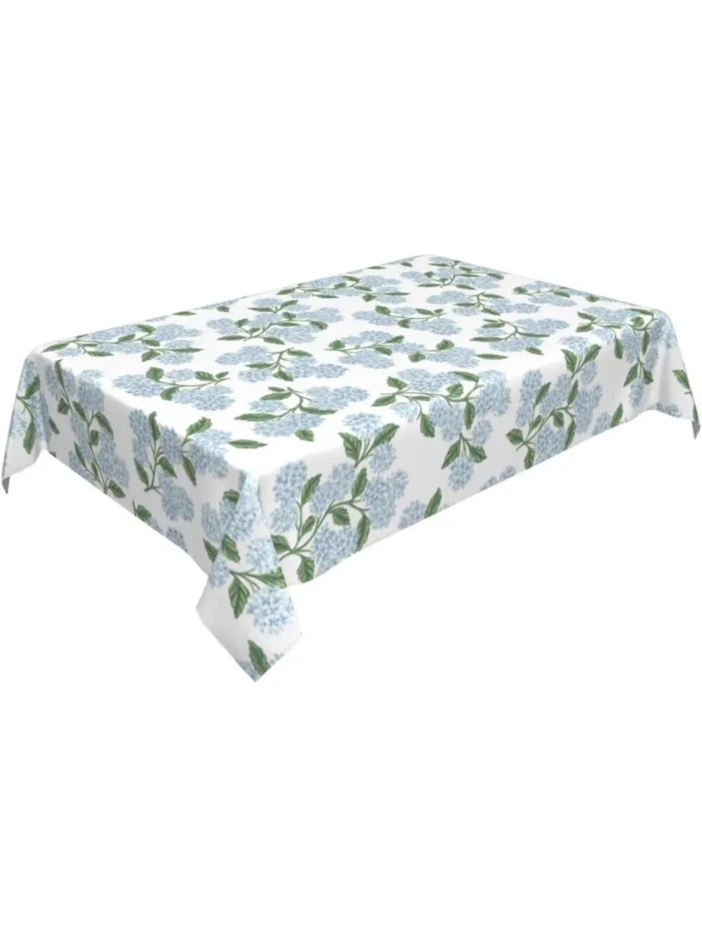 Vintage Floral Tablecloth 60x84” - Blue Hydrangea Design for Summer Dining